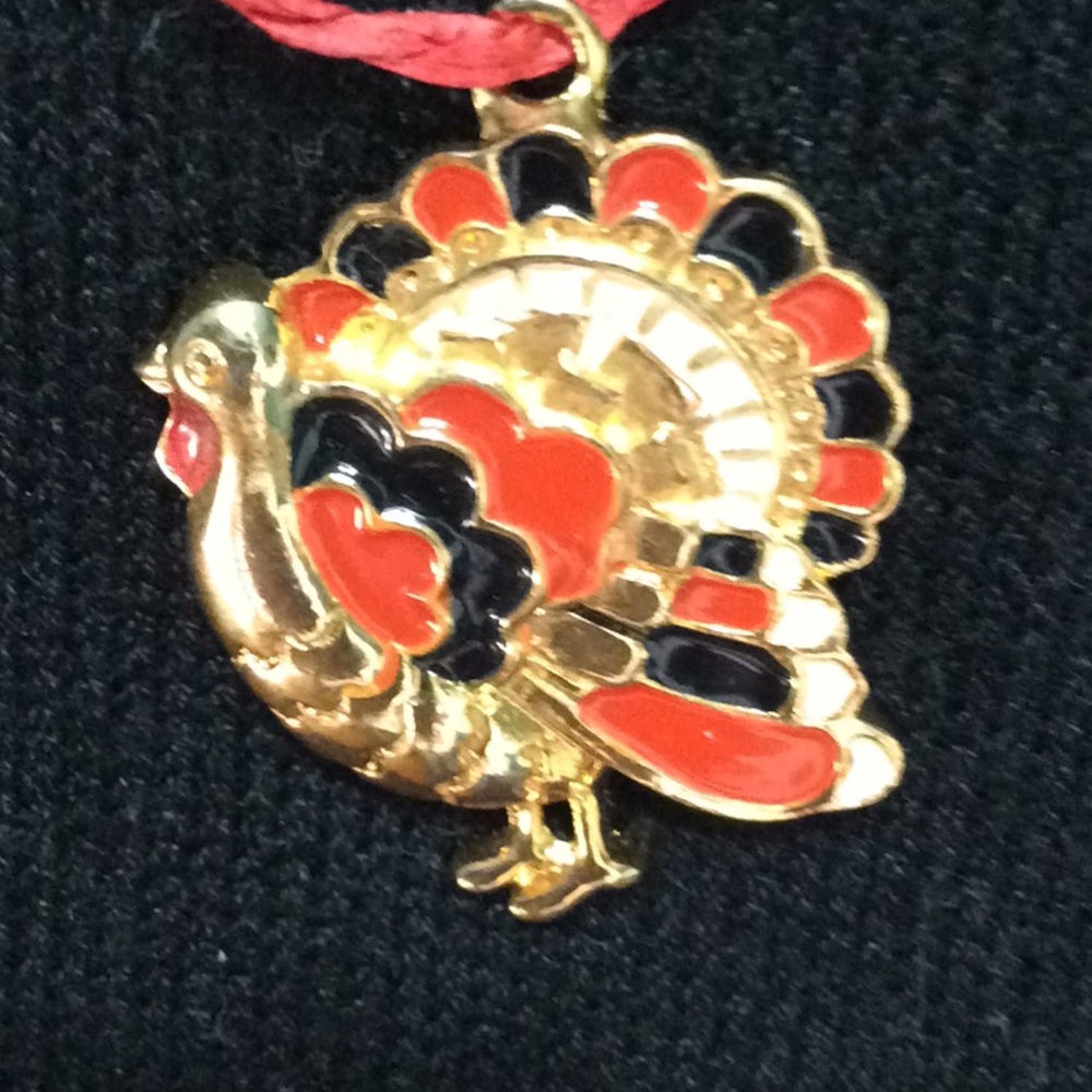 11” orange twine necklace w/ turkey pendant